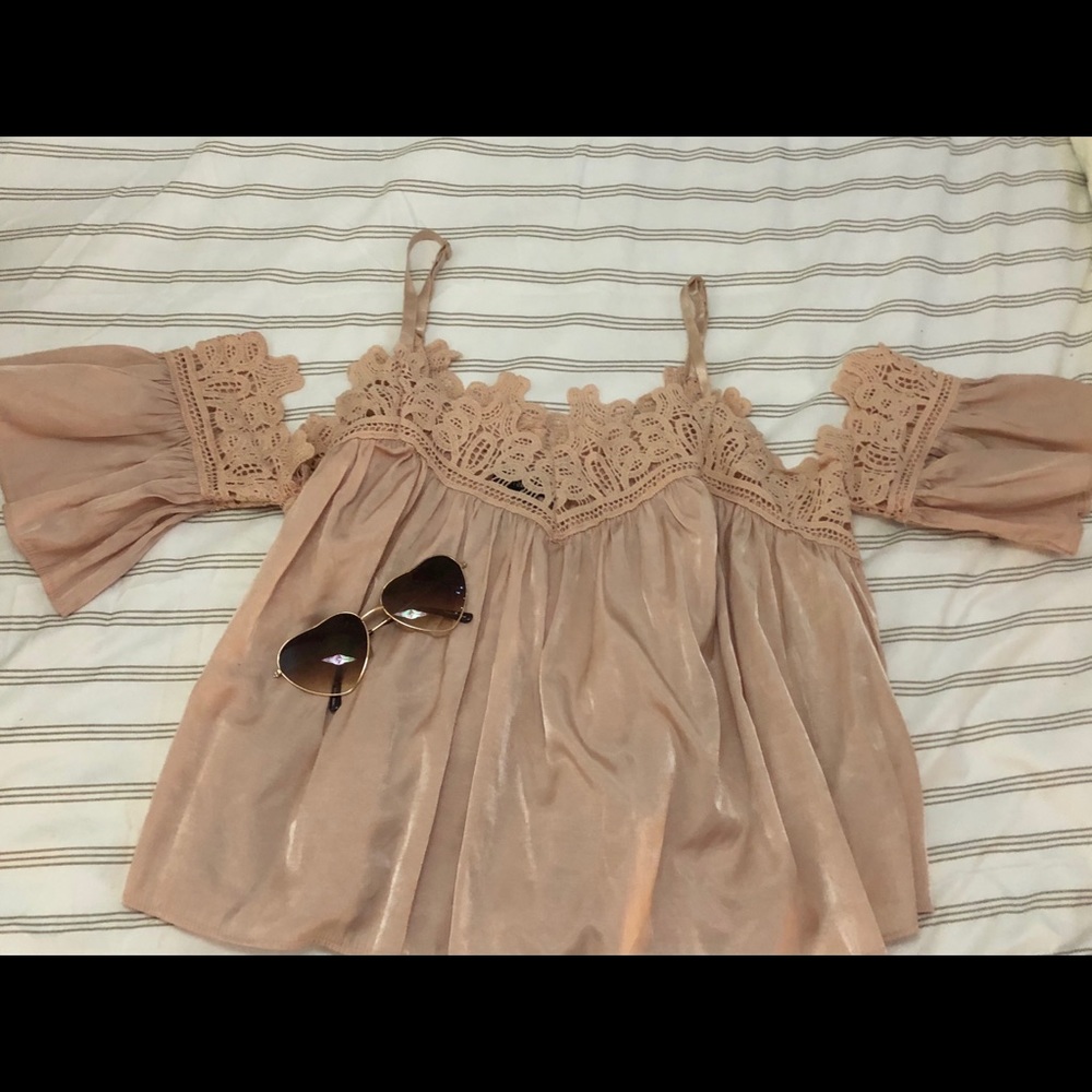 Pink peek-a-boo lace top
